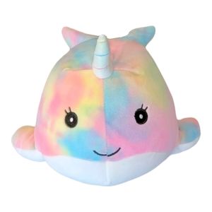 Squishmallows Narwhal Natalie the Rainbow Pink Tie Dye 11.5" Plush Kellytoy NWT